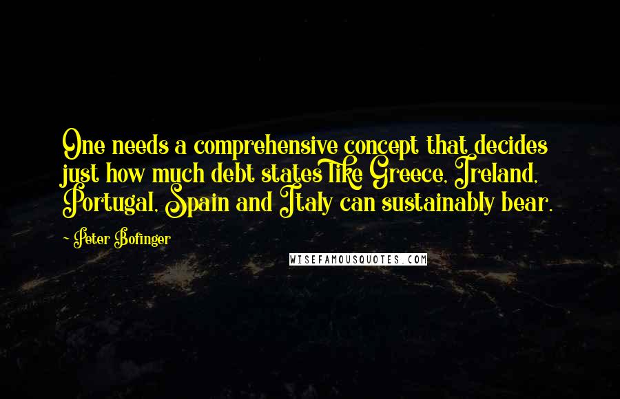 Peter Bofinger Quotes: One needs a comprehensive concept that decides just how much debt states like Greece, Ireland, Portugal, Spain and Italy can sustainably bear.