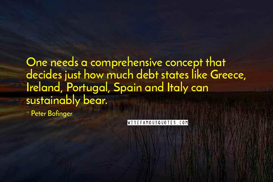 Peter Bofinger Quotes: One needs a comprehensive concept that decides just how much debt states like Greece, Ireland, Portugal, Spain and Italy can sustainably bear.