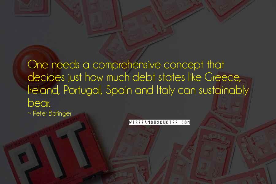 Peter Bofinger Quotes: One needs a comprehensive concept that decides just how much debt states like Greece, Ireland, Portugal, Spain and Italy can sustainably bear.