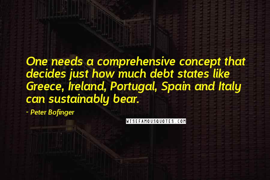 Peter Bofinger Quotes: One needs a comprehensive concept that decides just how much debt states like Greece, Ireland, Portugal, Spain and Italy can sustainably bear.