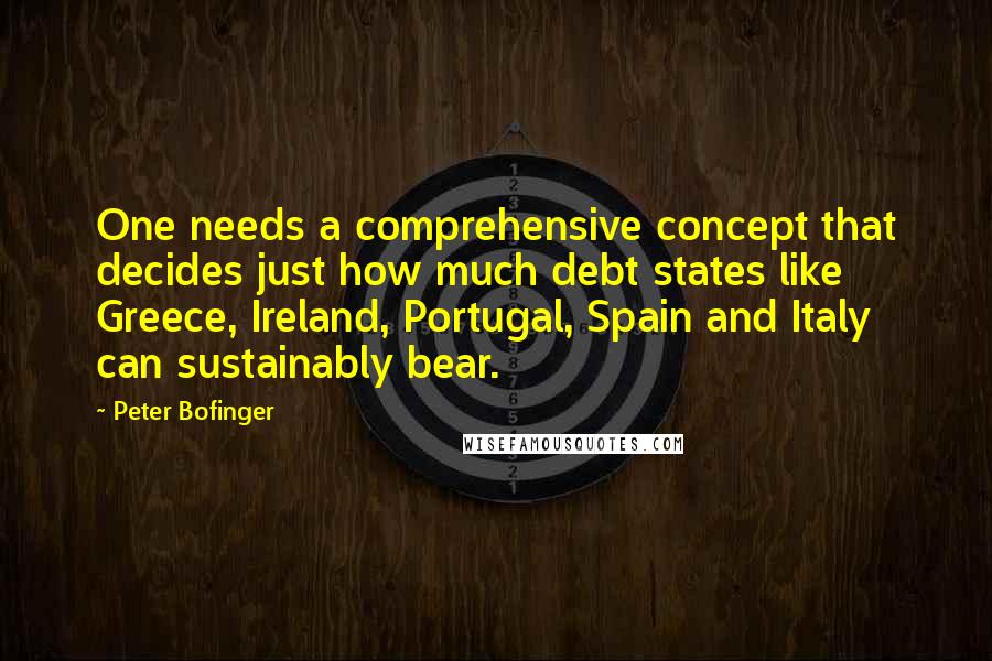 Peter Bofinger Quotes: One needs a comprehensive concept that decides just how much debt states like Greece, Ireland, Portugal, Spain and Italy can sustainably bear.