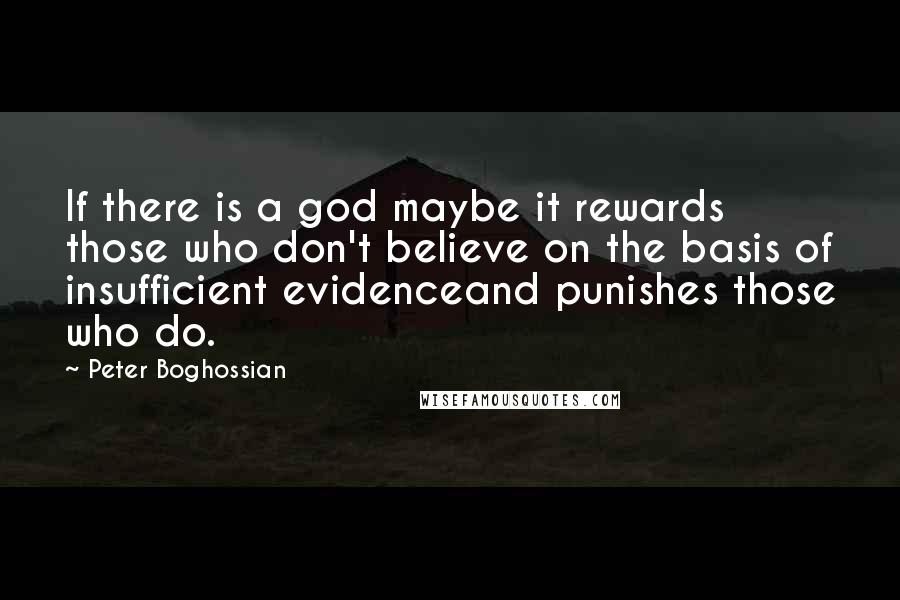 Peter Boghossian Quotes: If there is a god maybe it rewards those who don't believe on the basis of insufficient evidenceand punishes those who do.