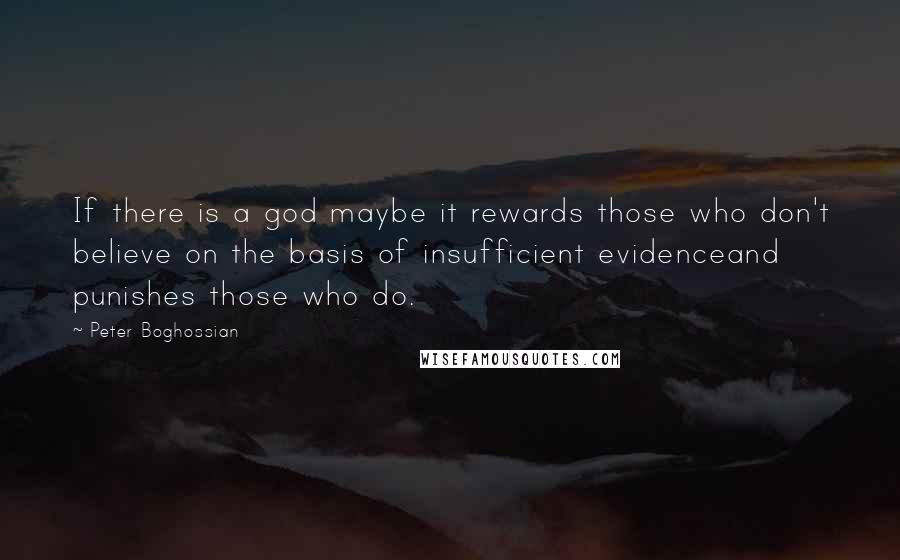 Peter Boghossian Quotes: If there is a god maybe it rewards those who don't believe on the basis of insufficient evidenceand punishes those who do.