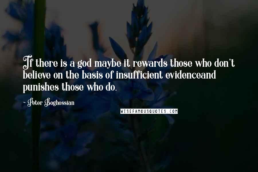 Peter Boghossian Quotes: If there is a god maybe it rewards those who don't believe on the basis of insufficient evidenceand punishes those who do.