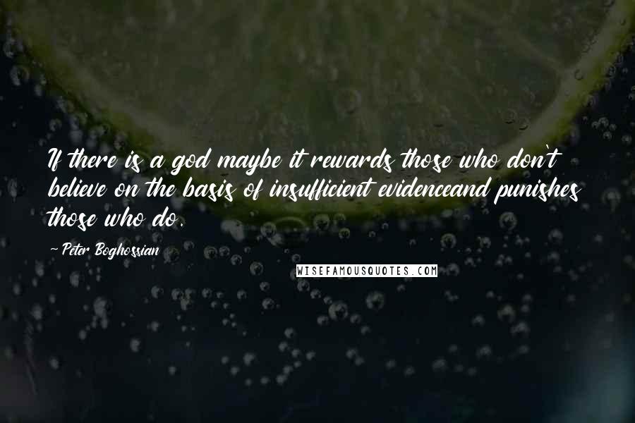 Peter Boghossian Quotes: If there is a god maybe it rewards those who don't believe on the basis of insufficient evidenceand punishes those who do.