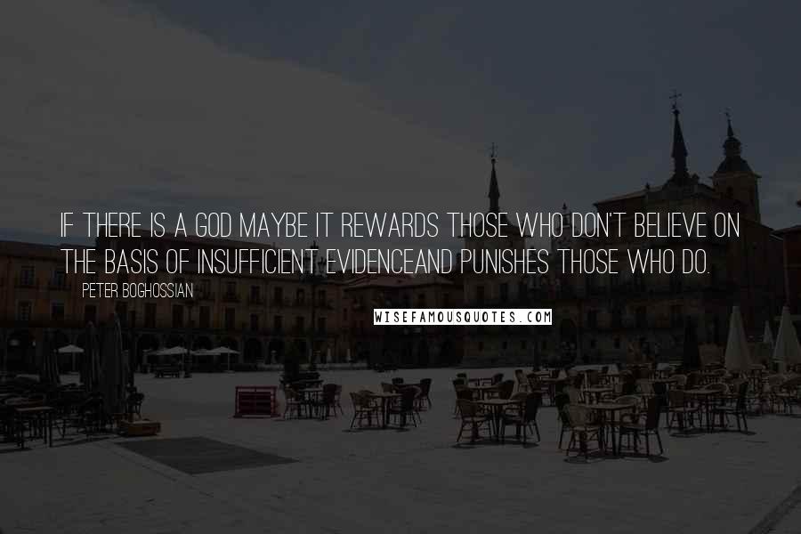 Peter Boghossian Quotes: If there is a god maybe it rewards those who don't believe on the basis of insufficient evidenceand punishes those who do.