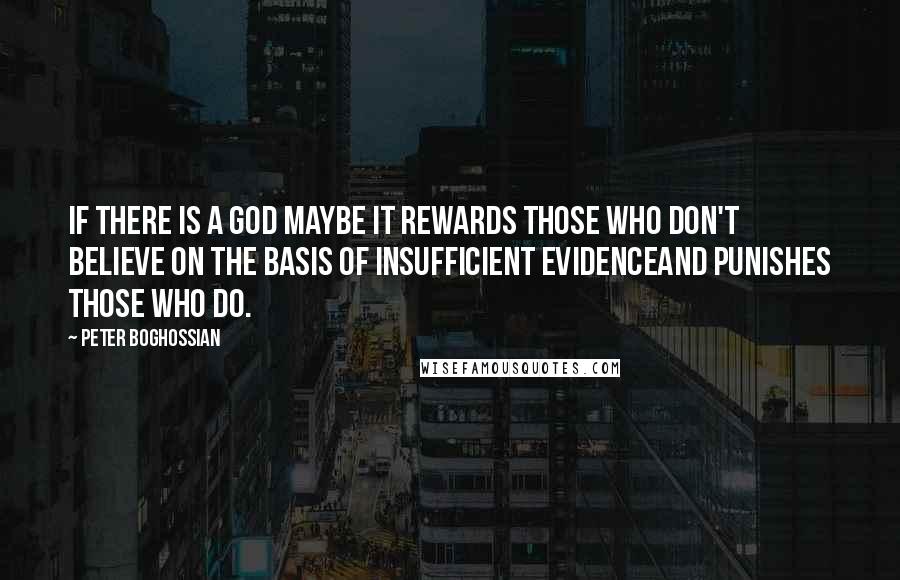 Peter Boghossian Quotes: If there is a god maybe it rewards those who don't believe on the basis of insufficient evidenceand punishes those who do.