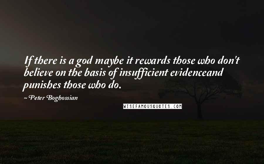 Peter Boghossian Quotes: If there is a god maybe it rewards those who don't believe on the basis of insufficient evidenceand punishes those who do.