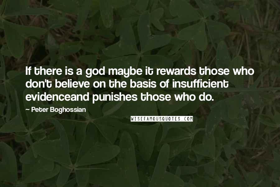 Peter Boghossian Quotes: If there is a god maybe it rewards those who don't believe on the basis of insufficient evidenceand punishes those who do.