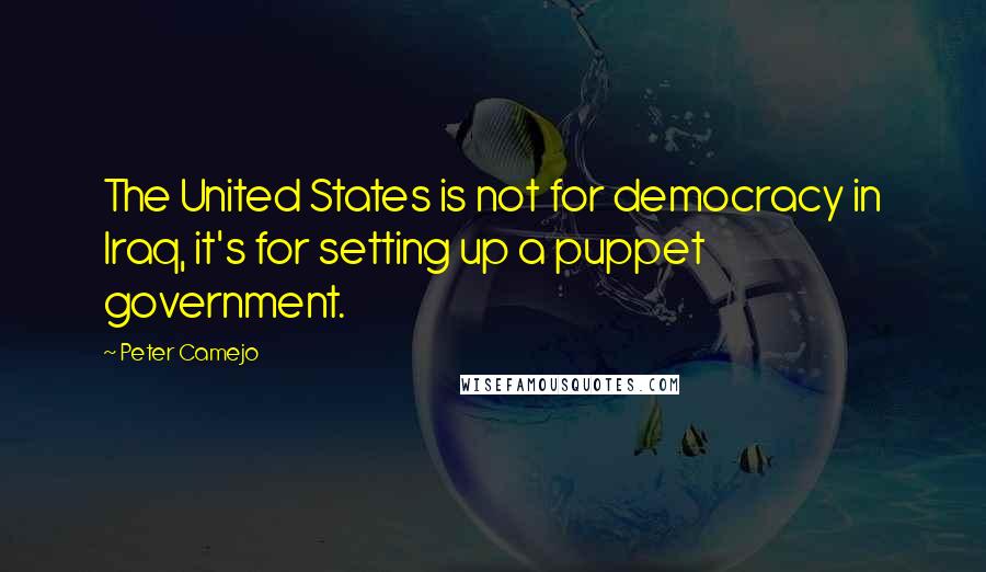 Peter Camejo Quotes: The United States is not for democracy in Iraq, it's for setting up a puppet government.