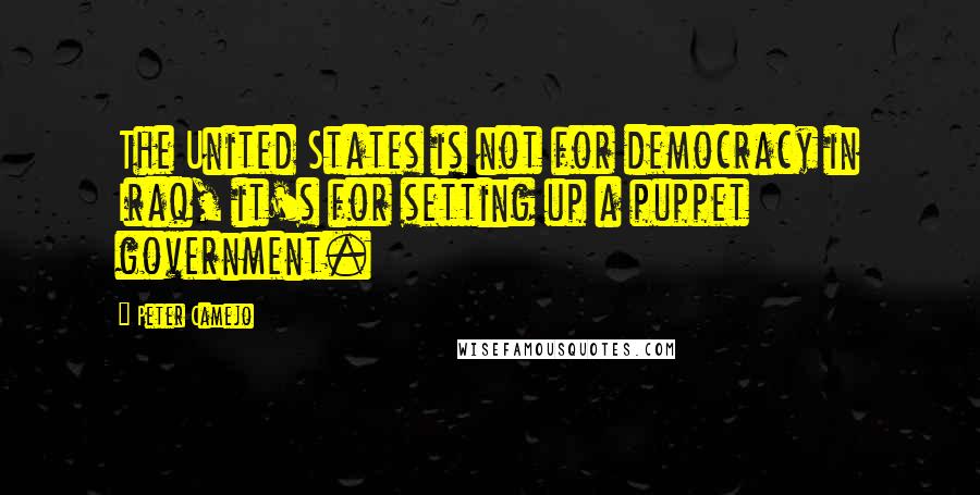 Peter Camejo Quotes: The United States is not for democracy in Iraq, it's for setting up a puppet government.