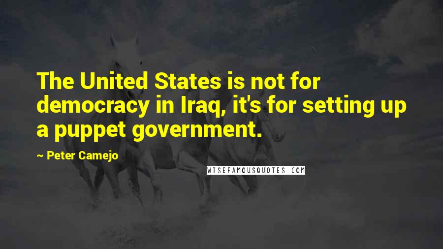 Peter Camejo Quotes: The United States is not for democracy in Iraq, it's for setting up a puppet government.