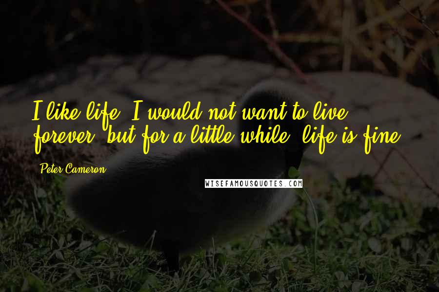 Peter Cameron Quotes: I like life. I would not want to live forever, but for a little while, life is fine.