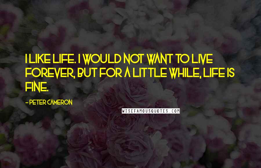 Peter Cameron Quotes: I like life. I would not want to live forever, but for a little while, life is fine.