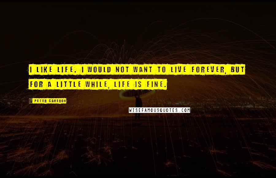 Peter Cameron Quotes: I like life. I would not want to live forever, but for a little while, life is fine.