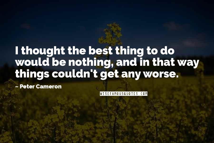 Peter Cameron Quotes: I thought the best thing to do would be nothing, and in that way things couldn't get any worse.