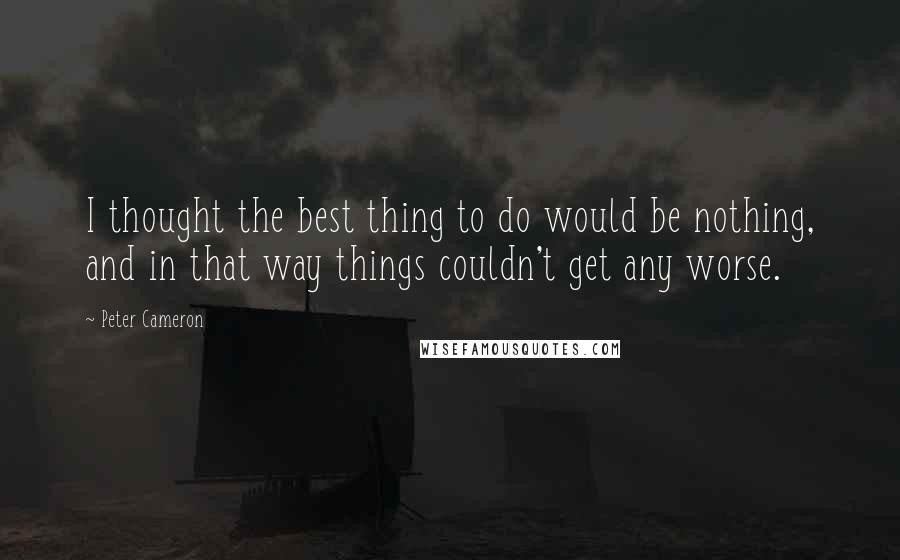 Peter Cameron Quotes: I thought the best thing to do would be nothing, and in that way things couldn't get any worse.