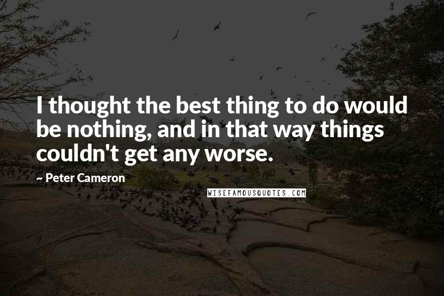 Peter Cameron Quotes: I thought the best thing to do would be nothing, and in that way things couldn't get any worse.