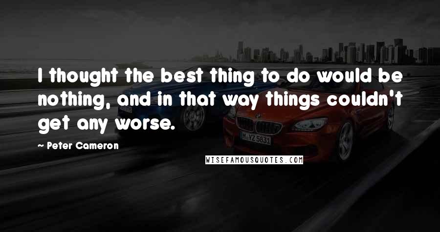 Peter Cameron Quotes: I thought the best thing to do would be nothing, and in that way things couldn't get any worse.