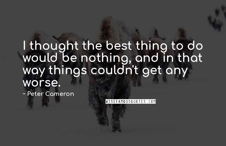 Peter Cameron Quotes: I thought the best thing to do would be nothing, and in that way things couldn't get any worse.