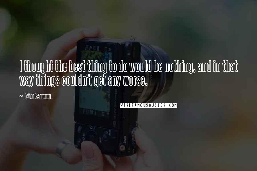 Peter Cameron Quotes: I thought the best thing to do would be nothing, and in that way things couldn't get any worse.