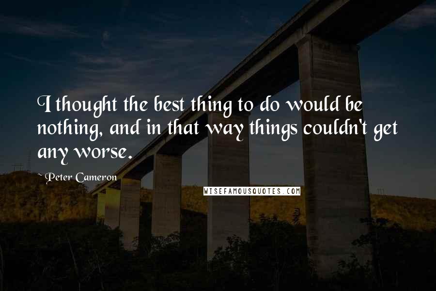 Peter Cameron Quotes: I thought the best thing to do would be nothing, and in that way things couldn't get any worse.