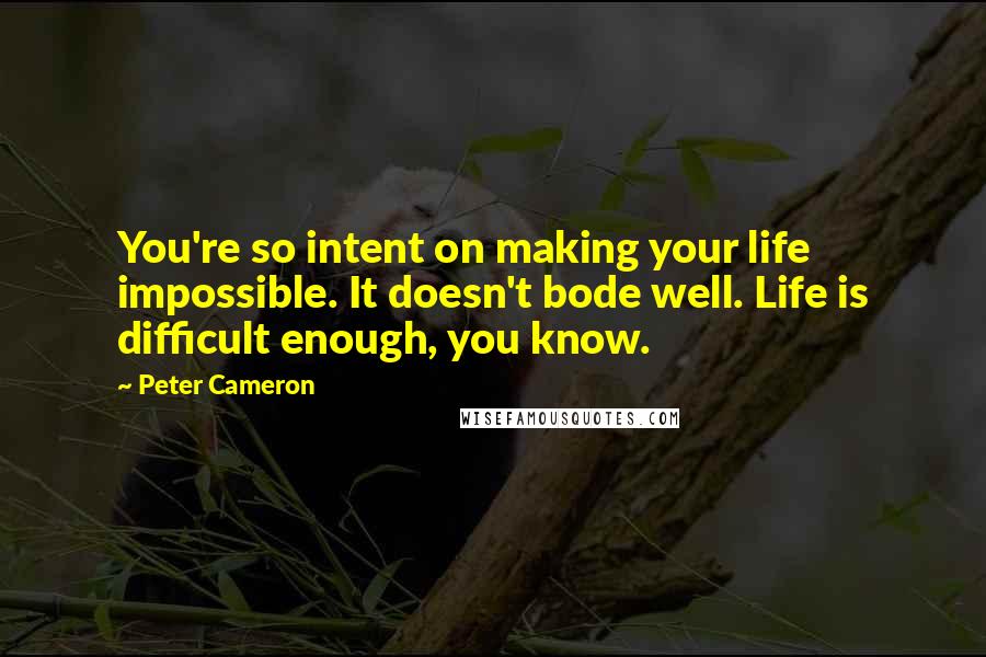 Peter Cameron Quotes: You're so intent on making your life impossible. It doesn't bode well. Life is difficult enough, you know.