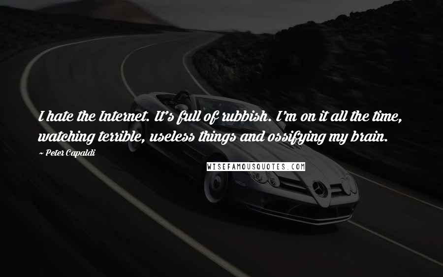 Peter Capaldi Quotes: I hate the Internet. It's full of rubbish. I'm on it all the time, watching terrible, useless things and ossifying my brain.