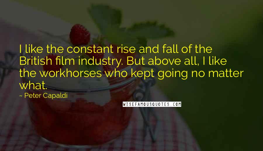 Peter Capaldi Quotes: I like the constant rise and fall of the British film industry. But above all, I like the workhorses who kept going no matter what.