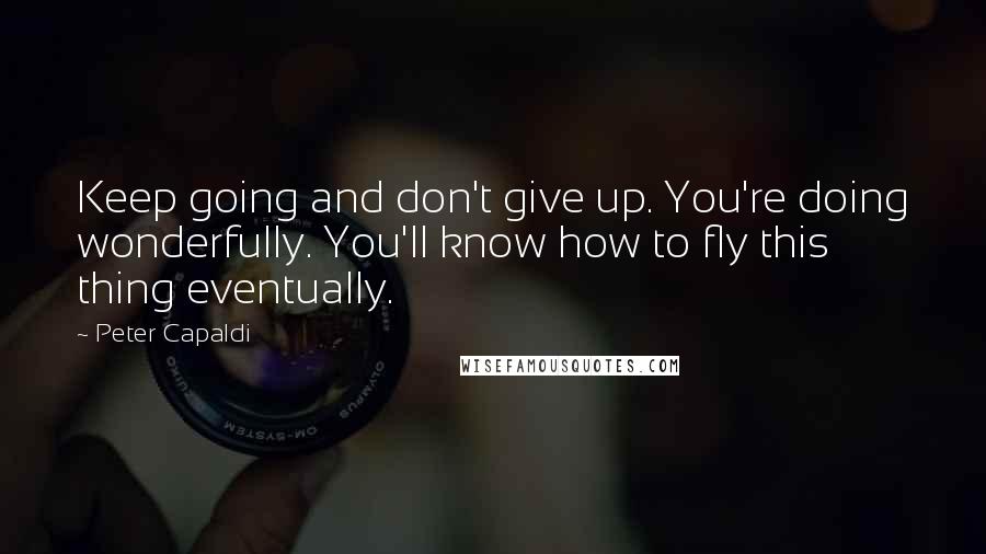 Peter Capaldi Quotes: Keep going and don't give up. You're doing wonderfully. You'll know how to fly this thing eventually.