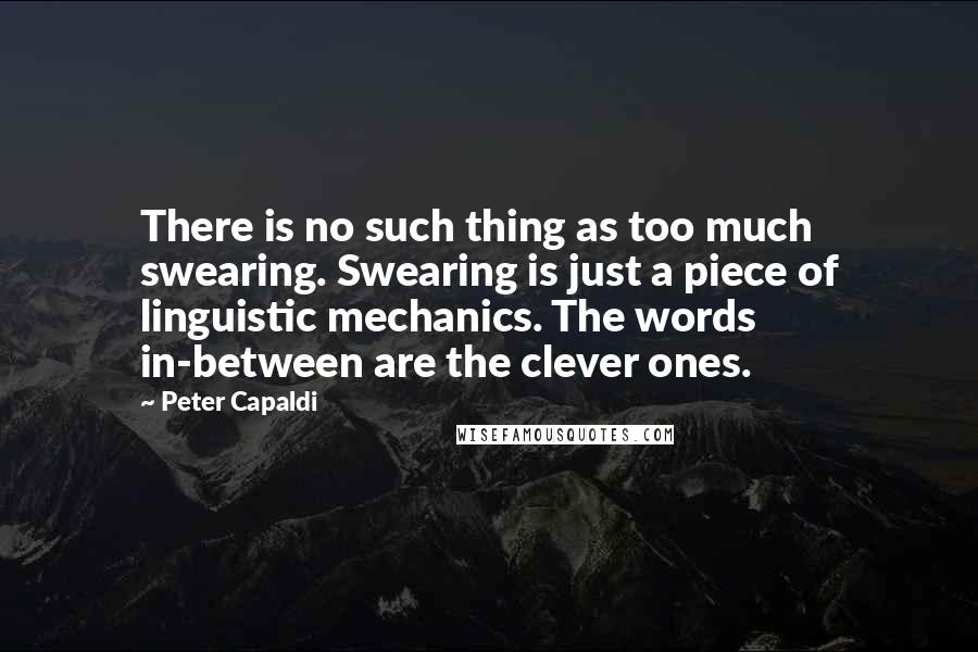 Peter Capaldi Quotes: There is no such thing as too much swearing. Swearing is just a piece of linguistic mechanics. The words in-between are the clever ones.