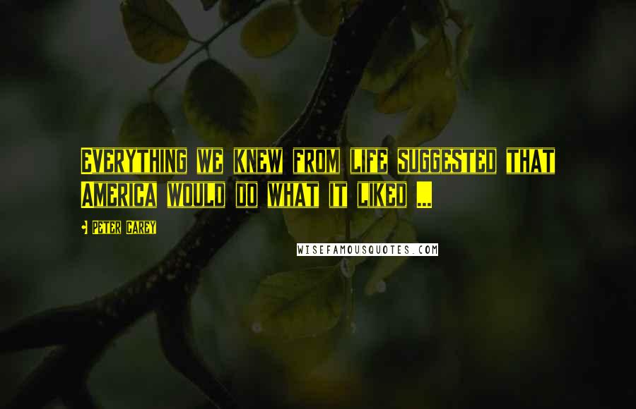 Peter Carey Quotes: Everything we knew from life suggested that America would do what it liked ...