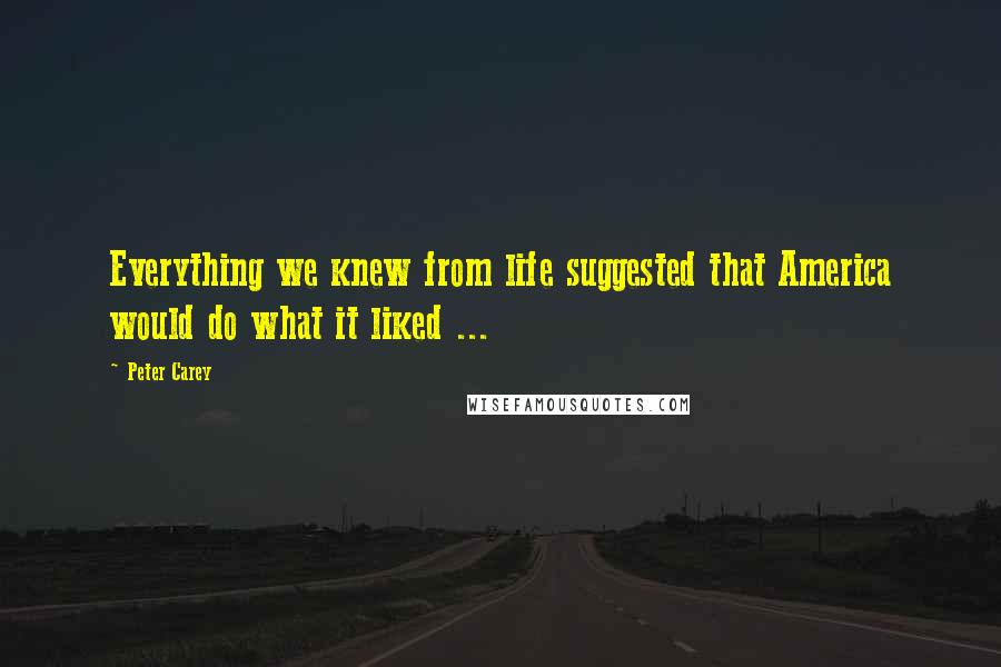 Peter Carey Quotes: Everything we knew from life suggested that America would do what it liked ...