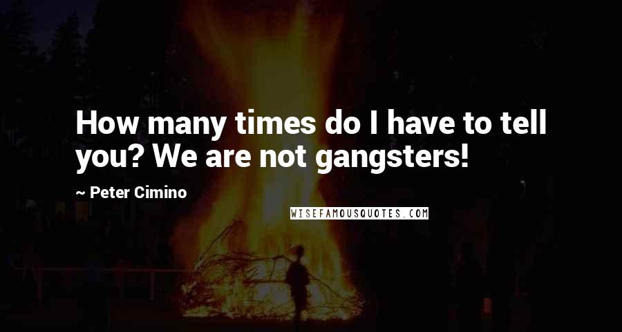 Peter Cimino Quotes: How many times do I have to tell you? We are not gangsters!