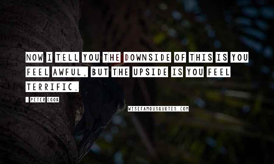 Peter Cook Quotes: Now I tell you the downside of this is you feel awful, but the upside is you feel terrific.