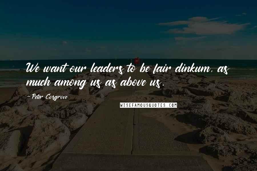 Peter Cosgrove Quotes: We want our leaders to be fair dinkum, as much among us as above us.