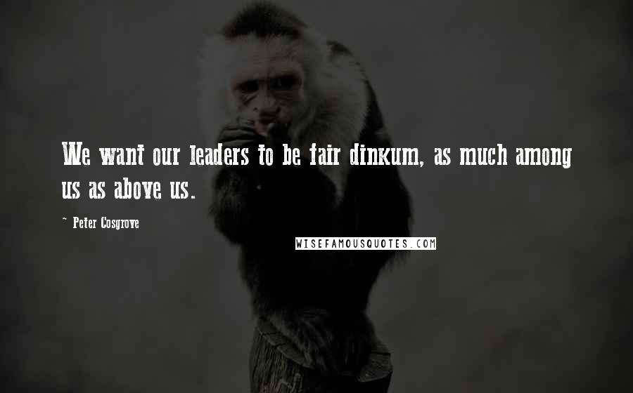Peter Cosgrove Quotes: We want our leaders to be fair dinkum, as much among us as above us.