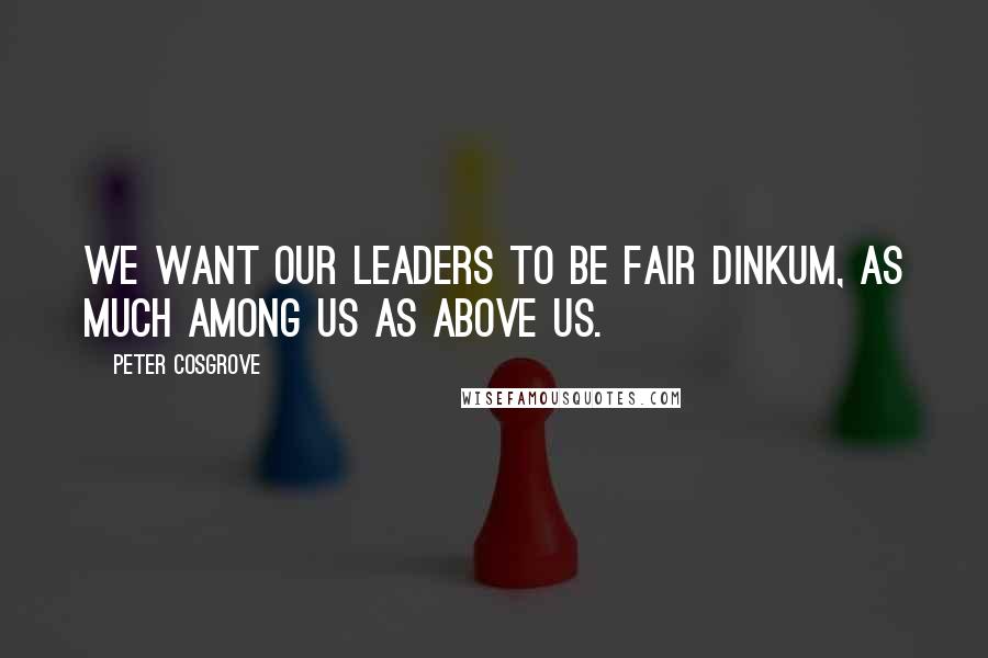 Peter Cosgrove Quotes: We want our leaders to be fair dinkum, as much among us as above us.
