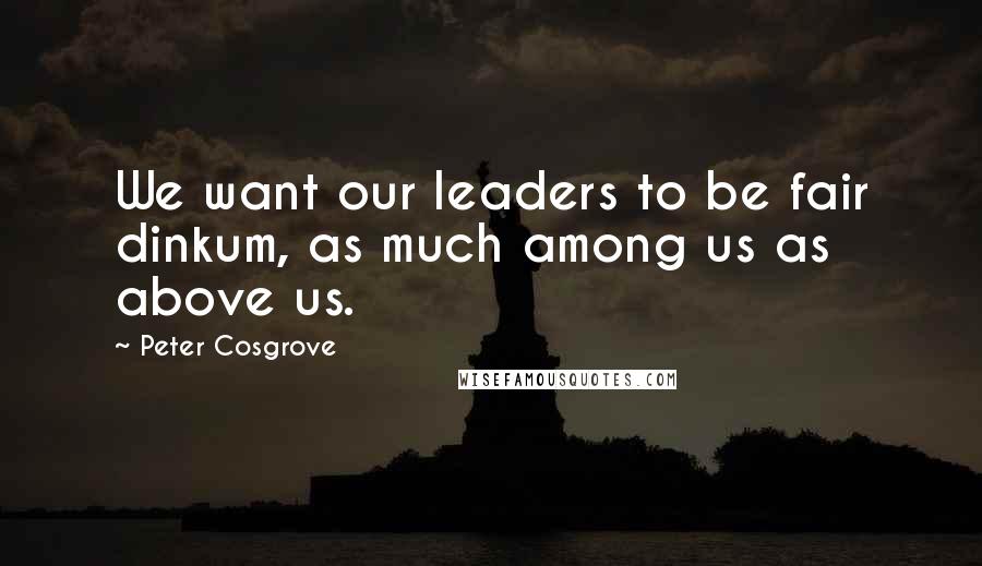 Peter Cosgrove Quotes: We want our leaders to be fair dinkum, as much among us as above us.