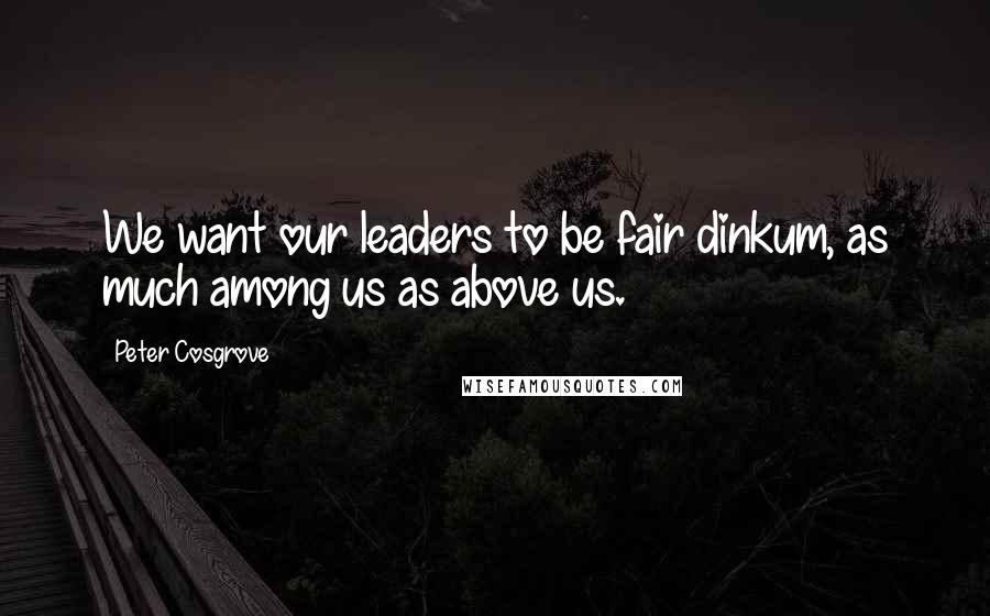 Peter Cosgrove Quotes: We want our leaders to be fair dinkum, as much among us as above us.