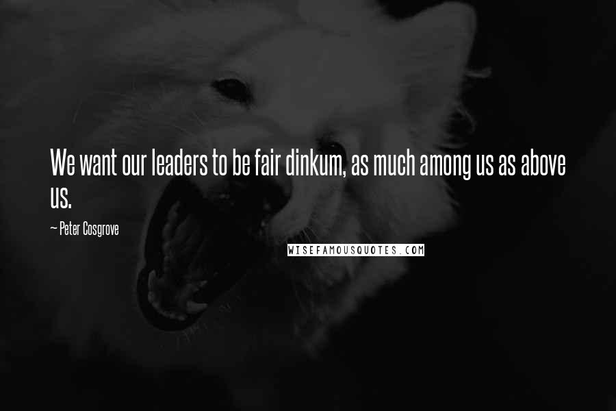 Peter Cosgrove Quotes: We want our leaders to be fair dinkum, as much among us as above us.
