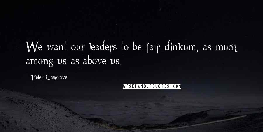 Peter Cosgrove Quotes: We want our leaders to be fair dinkum, as much among us as above us.