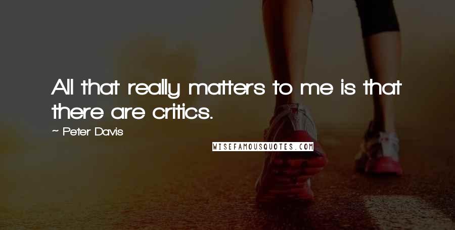 Peter Davis Quotes: All that really matters to me is that there are critics.