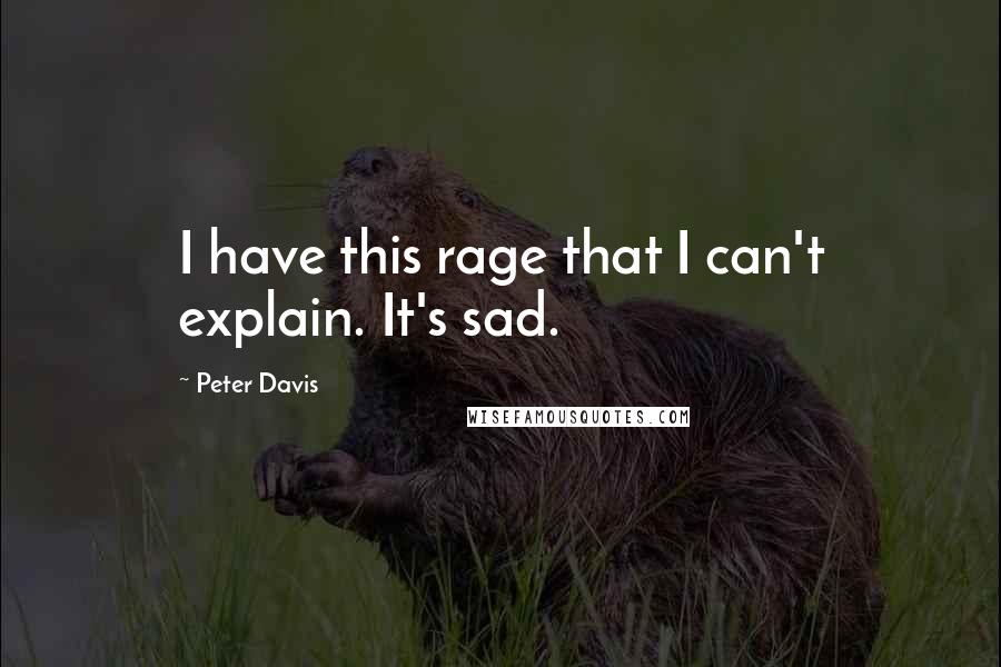 Peter Davis Quotes: I have this rage that I can't explain. It's sad.