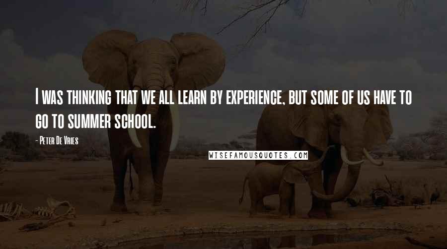 Peter De Vries Quotes: I was thinking that we all learn by experience, but some of us have to go to summer school.