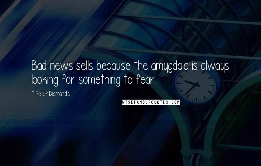 Peter Diamandis Quotes: Bad news sells because the amygdala is always looking for something to fear.
