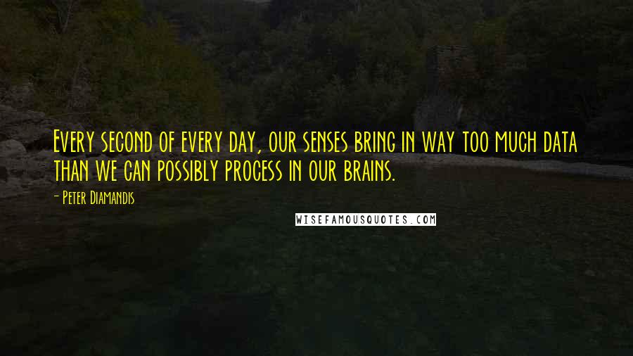 Peter Diamandis Quotes: Every second of every day, our senses bring in way too much data than we can possibly process in our brains.