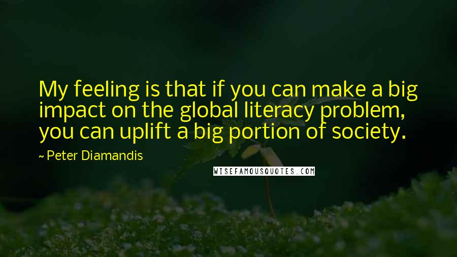 Peter Diamandis Quotes: My feeling is that if you can make a big impact on the global literacy problem, you can uplift a big portion of society.