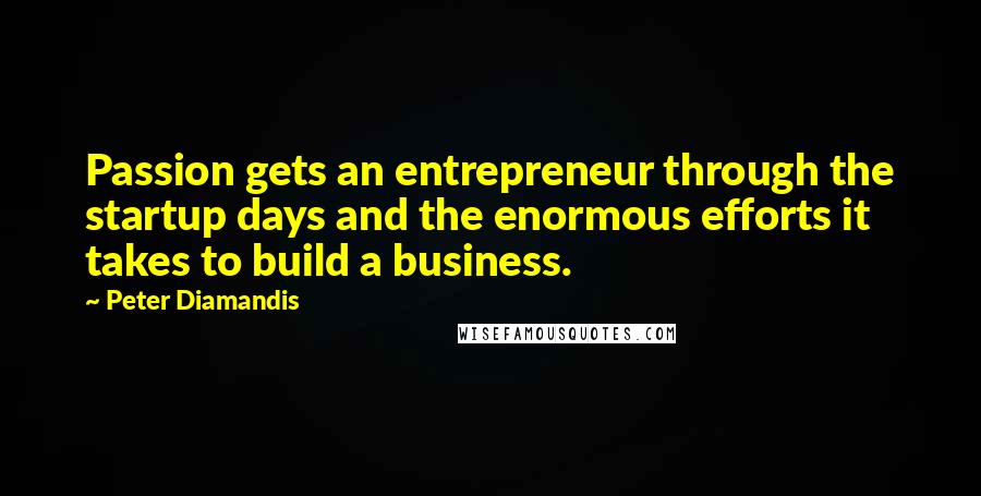 Peter Diamandis Quotes: Passion gets an entrepreneur through the startup days and the enormous efforts it takes to build a business.