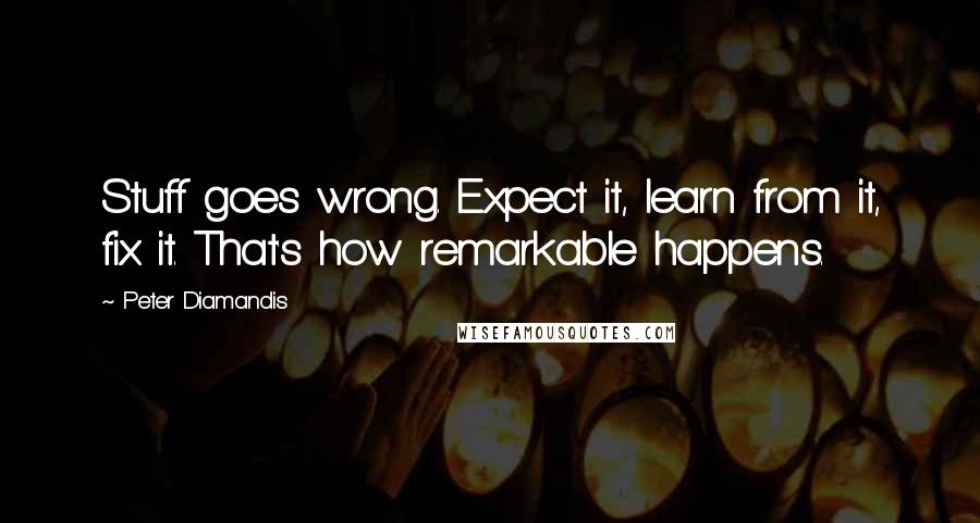 Peter Diamandis Quotes: Stuff goes wrong. Expect it, learn from it, fix it. That's how remarkable happens.